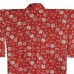 KIMONO FEMME SOIE ROUGE IMPRIMÉ BLANC 007-117 (M)